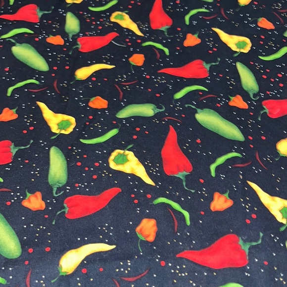 82”x20” “salsa picante” pepper cotton quilting fabric on black - Picture 1 of 2